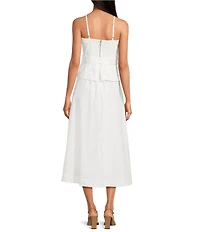 En Saison Samantha Square Neck Sleeveless A-Line Mixed Media Midi Dress