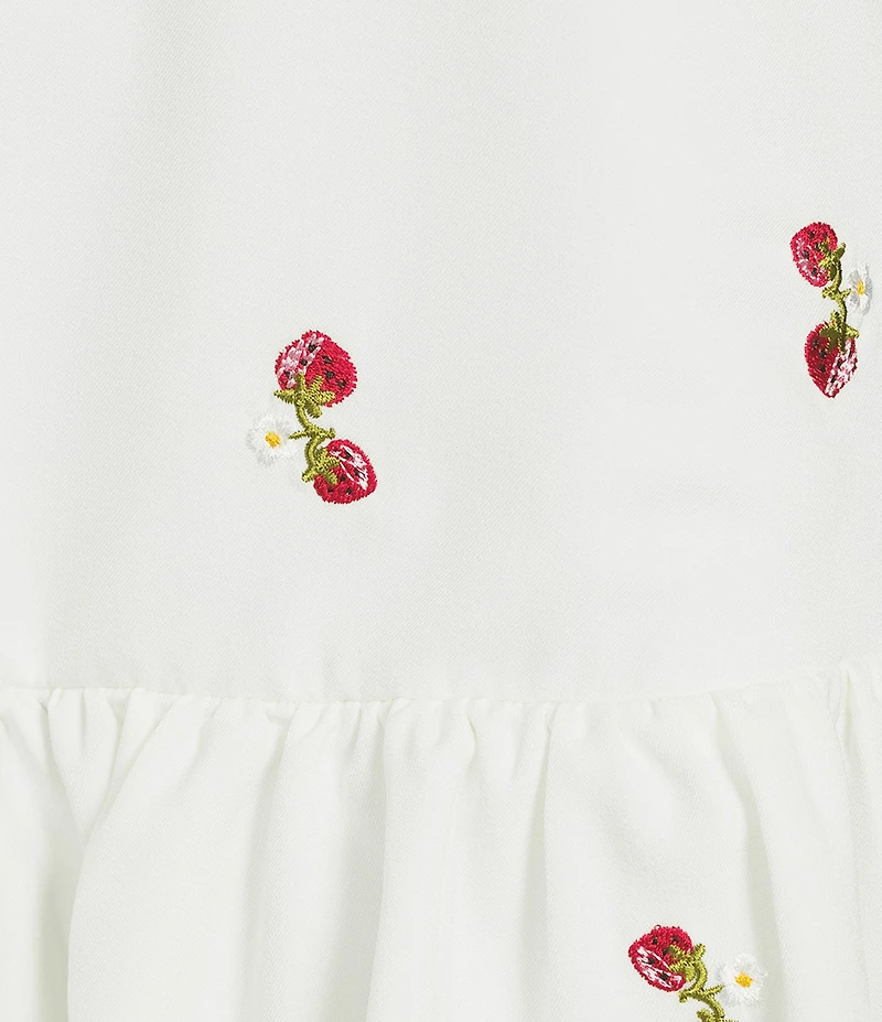 En Saison Strawberry Crew Neck Sleeveless Bubble Hem Mini Dress