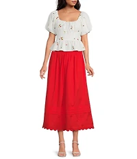 En Saison Strawberry Kiss Round Neckline Short Sleeve Peplum Top