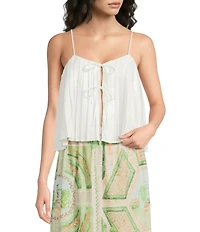 En Saison Tate Square Neck Sleeveless Tie Front Tank