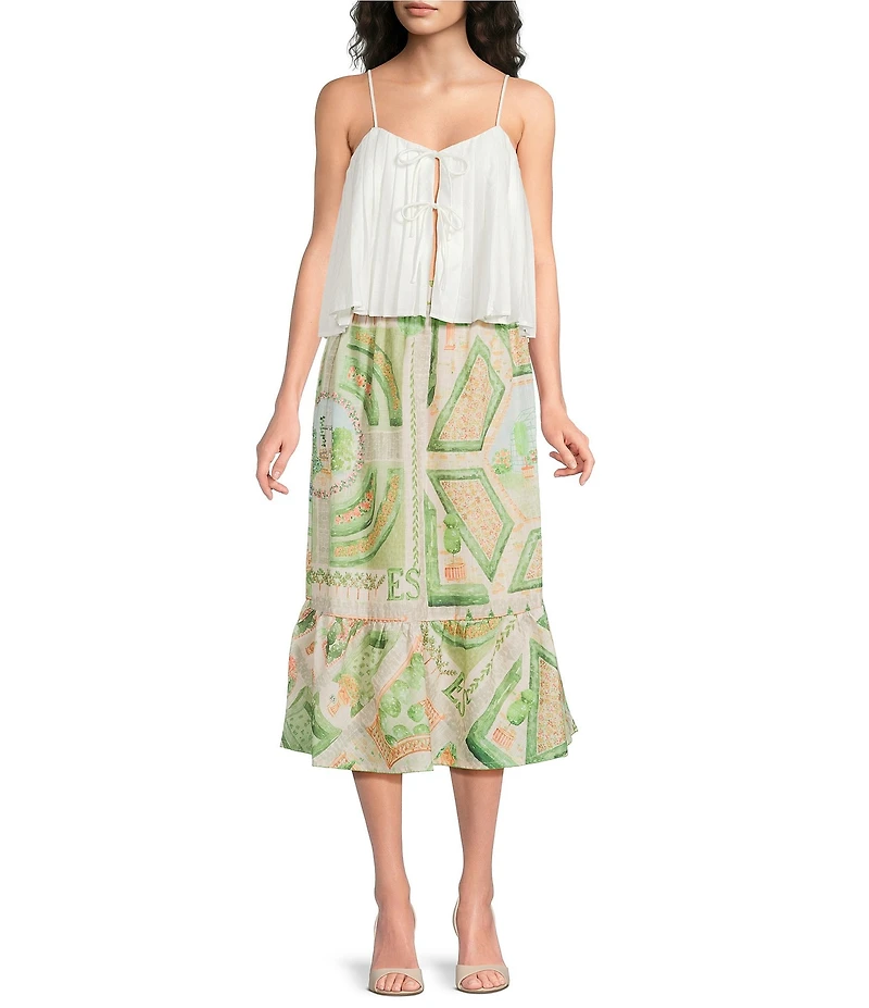 En Saison Tate Square Neck Sleeveless Tie Front Tank