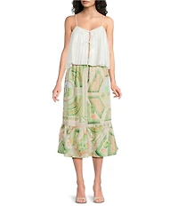 En Saison Tate Square Neck Sleeveless Tie Front Tank