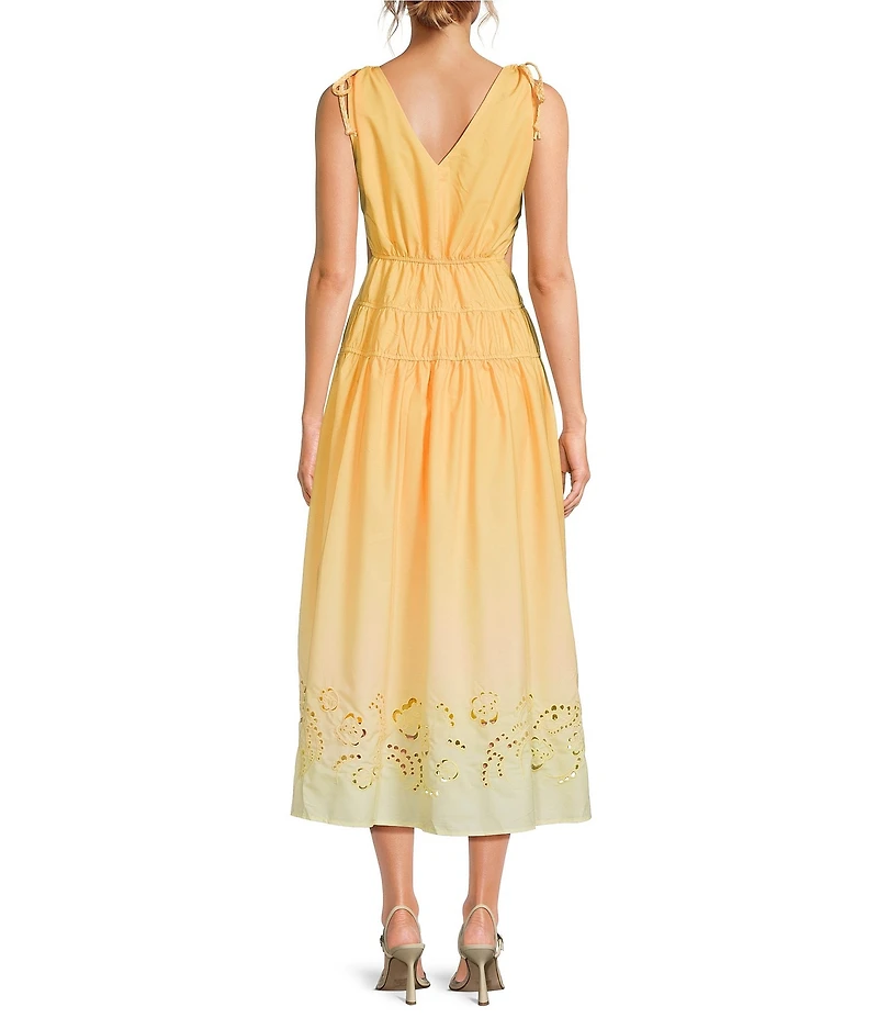 En Saison Taylor V-Neck Sleeveless Eyelet Trim Maxi Dress