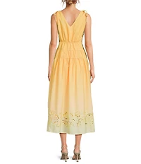 En Saison Taylor V-Neck Sleeveless Eyelet Trim Maxi Dress