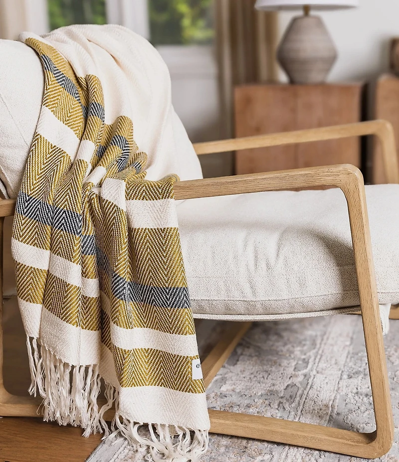 ettitude Luxe Bamboo Stripe Throw Blanket
