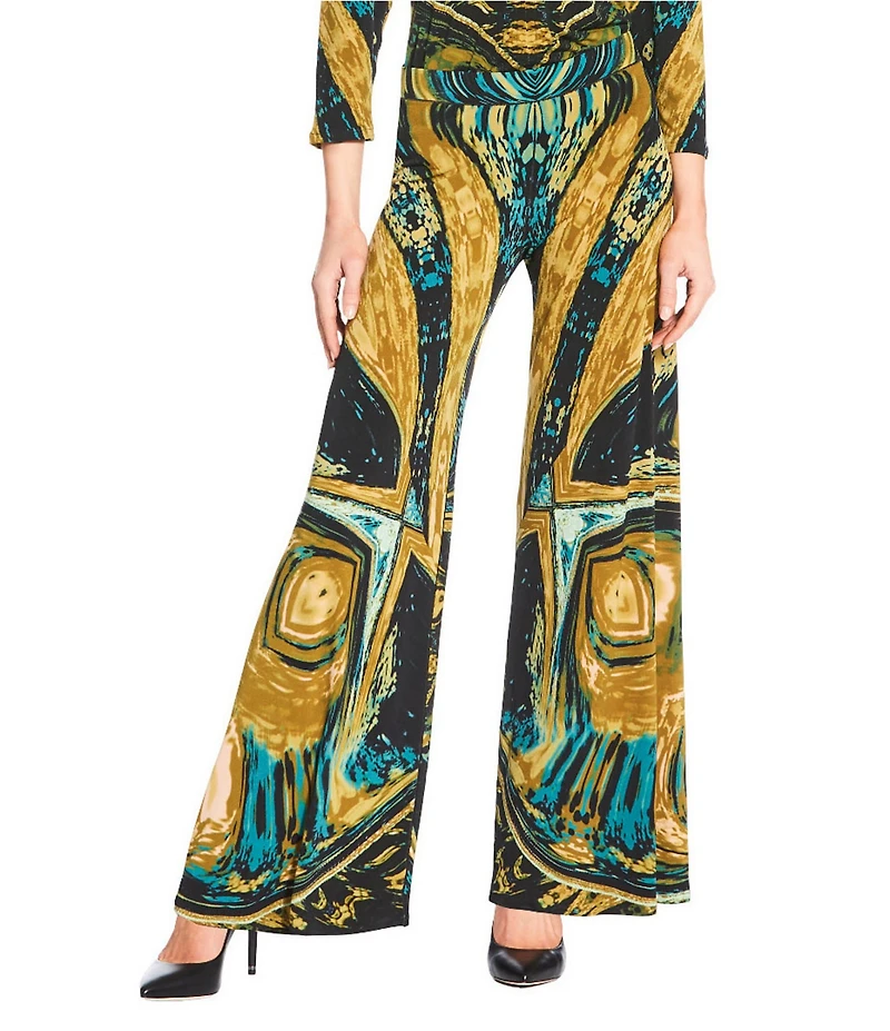 Eva Varro Abstract Print Coordinating Elastic Waist Wide Leg Pants