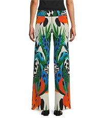 Eva Varro Abstract Tropical Inspired Print Elastic Waist Straight Leg Coordinating Pants