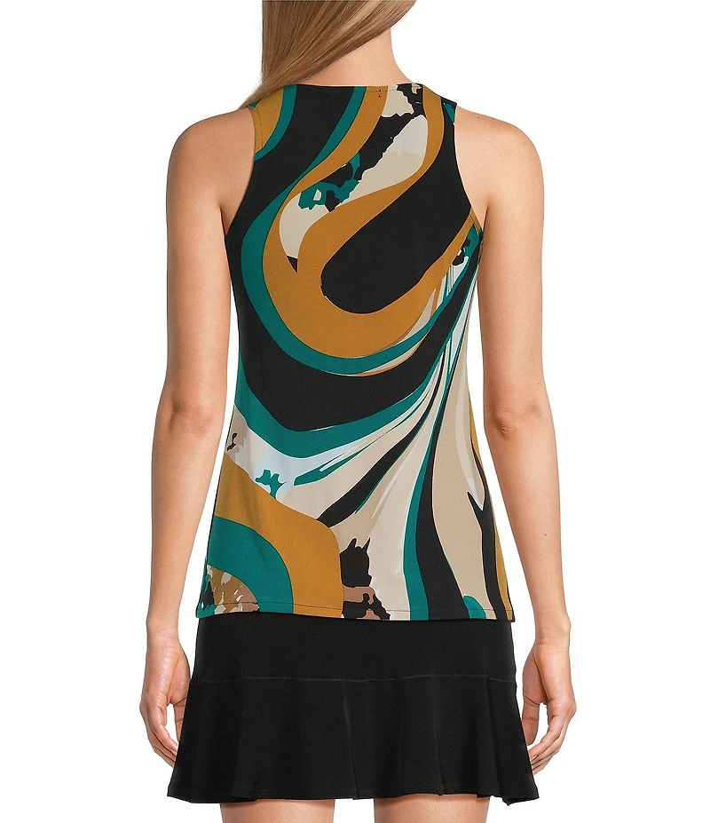 Eva Varro Active Sport Knit Abstract Print Crew Neck Tank Top