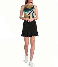 Eva Varro Active Sport Knit Abstract Print Crew Neck Tank Top