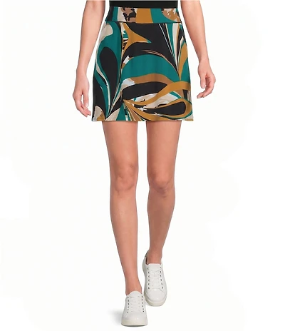 Eva Varro Active Sport Knit Abstract Print Pull-On Skort