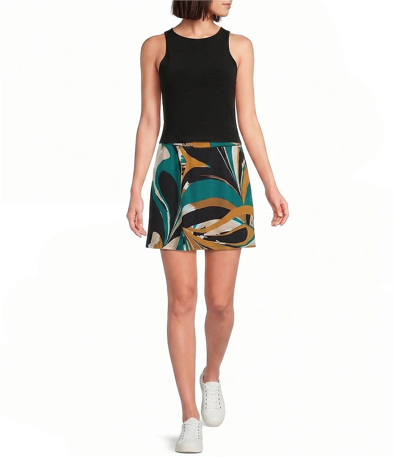 Eva Varro Active Sport Knit Abstract Print Pull-On Skort
