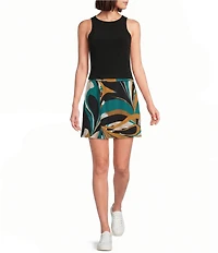 Eva Varro Active Sport Knit Abstract Print Pull-On Skort