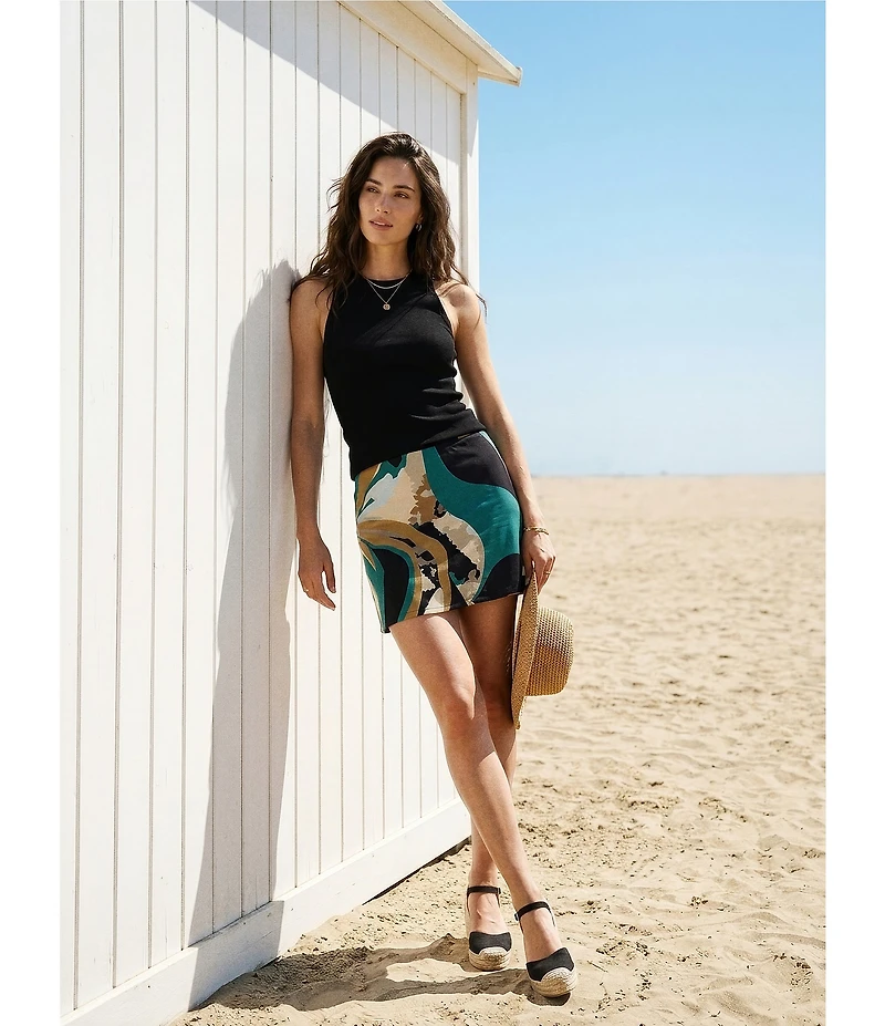 Eva Varro Active Sport Knit Abstract Print Pull-On Skort