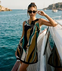 Eva Varro Active Sport Knit Abstract Print Scoop Neck Sleeveless A-Line Dress