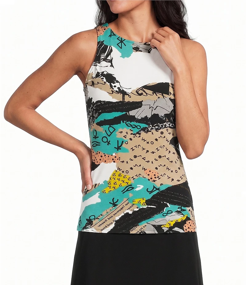 Eva Varro Active Sport Knit Abstract Print Tank Top