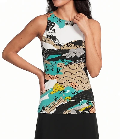 Eva Varro Active Sport Knit Abstract Print Tank Top