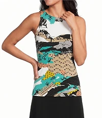 Eva Varro Active Sport Knit Abstract Print Tank Top