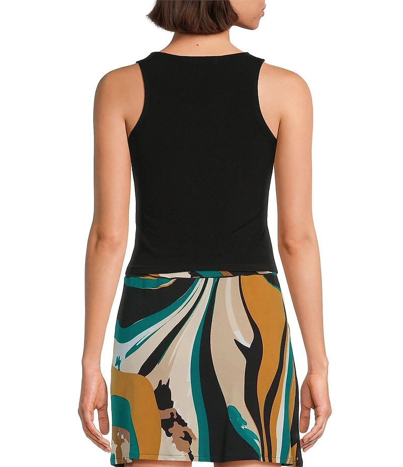 Eva Varro Active Sport Knit Double Layered Crew Neck Sleeveless Cropped Tank Top