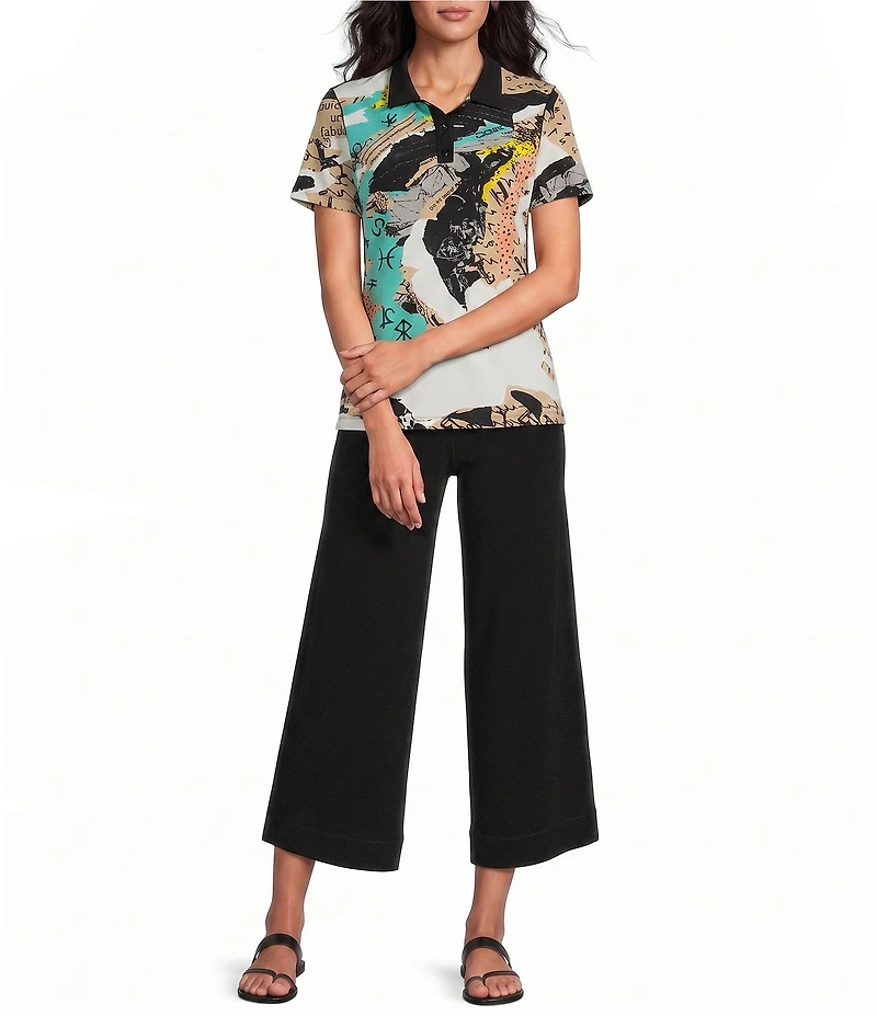 Eva Varro Active Sport Knit Side Seam Pocket Pull-On Cropped Palazzo Pants