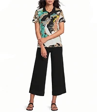 Eva Varro Active Sport Knit Side Seam Pocket Pull-On Cropped Palazzo Pants