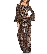 Eva Varro Animal Print Off-Shoulder 3/4 Sleeve Tunic