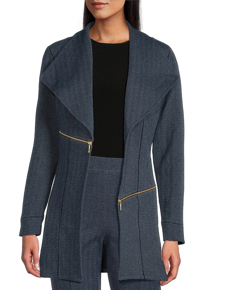 Eva Varro Barcelona Denim Wing Collar Long Sleeve Jacket