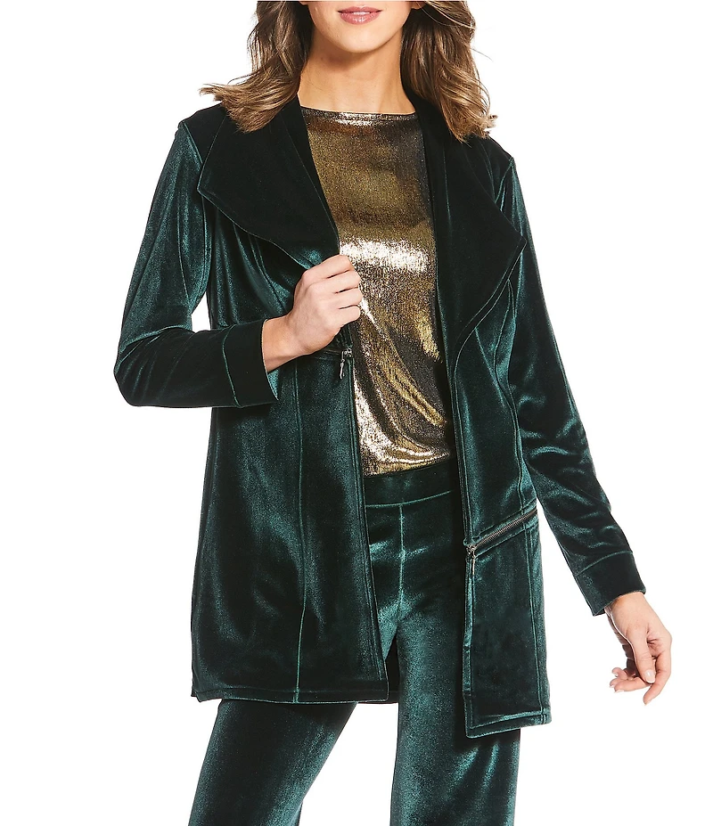 Eva Varro Barcelona Velvet Wing Collar Long Sleeve Jacket