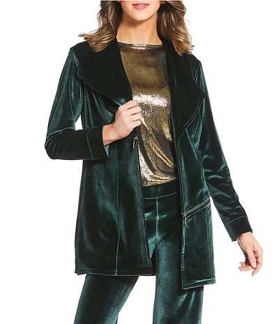 Eva Varro Barcelona Velvet Wing Collar Long Sleeve Jacket