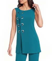 Eva Varro Boat Neck Cap Sleeve Grommet Tunic