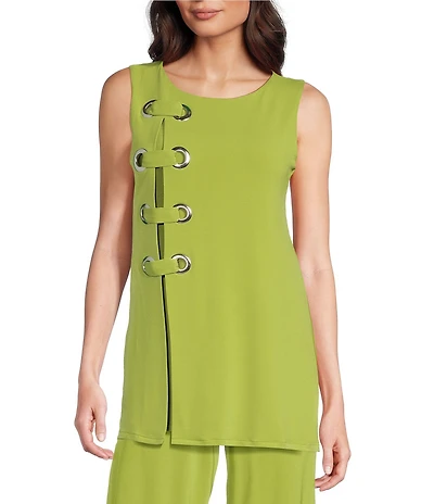 Eva Varro Boat Neck Cap Sleeve Grommet Tunic