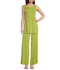 Eva Varro Boat Neck Cap Sleeve Grommet Tunic