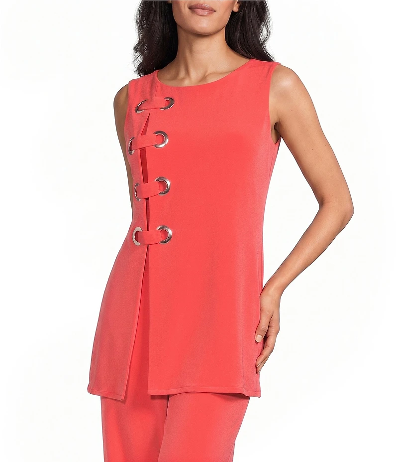 Eva Varro Boat Neck Cap Sleeve Grommet Tunic