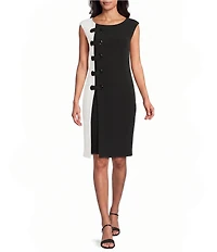Eva Varro Boat Neck Sleeveless Side Grommet Column Dress
