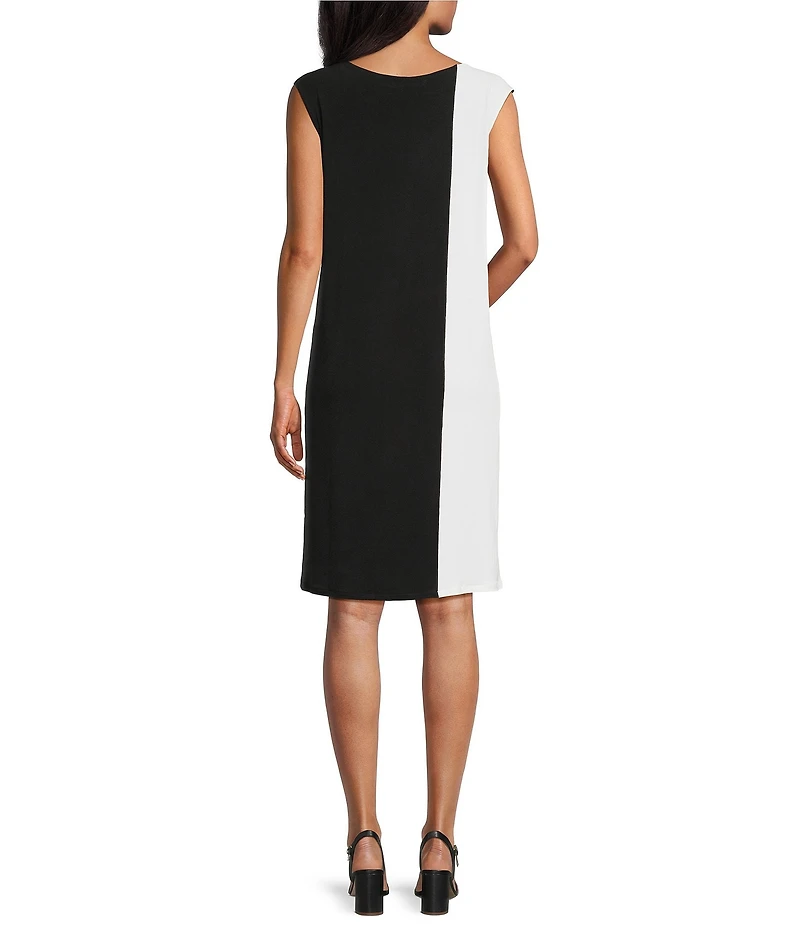 Eva Varro Boat Neck Sleeveless Side Grommet Column Dress