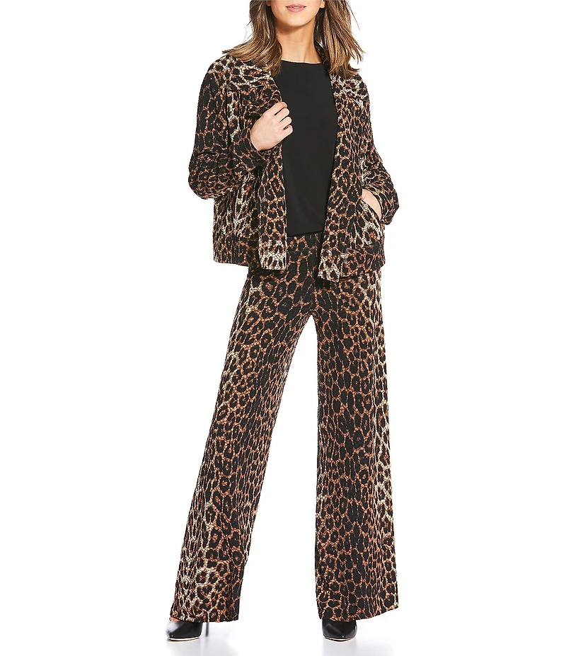 Eva Varro Brooke Pebbles Animal Print Notch Collar Long Sleeve Pilot Jacket