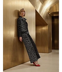 Eva Varro Brooke Pebbles Animal Print Notch Collar Long Sleeve Pilot Jacket