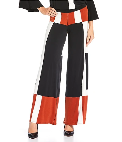 Eva Varro Coordinating Colorblock Elastic Waist Band Wide Leg Pants