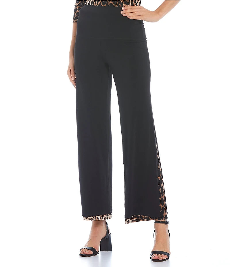 Eva Varro Double Layer Leopard High Rise Wide Leg Pants
