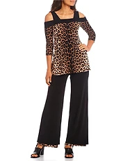 Eva Varro Double Layer Leopard High Rise Wide Leg Pants