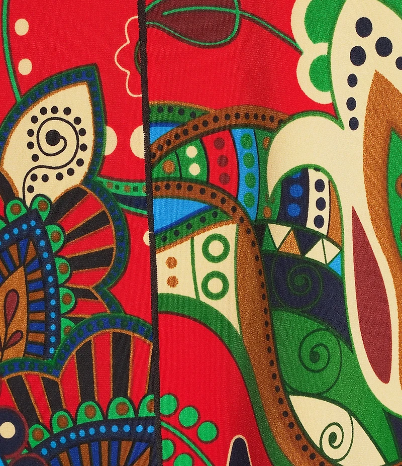 Eva Varro Five Beams Denize Combo Print Crew Neck 3/4 Sleeve Banded Tunic