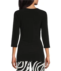 Eva Varro Fold Over V-Neck 3/4 Sleeve Tunic