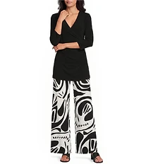 Eva Varro Fold Over V-Neck 3/4 Sleeve Tunic