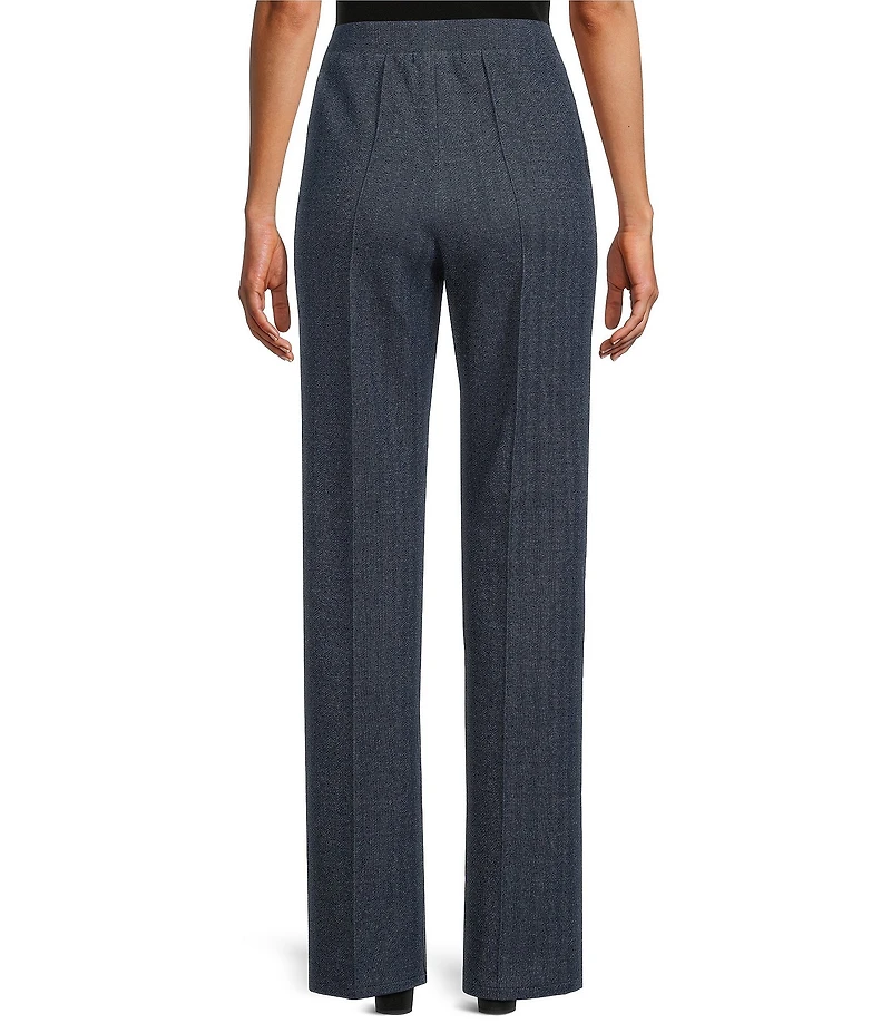 Eva Varro Jersey Knit Denim Stitched Down Straight Leg Pants