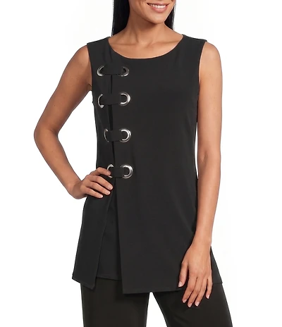 Eva Varro Knit Boat Neck Cap Sleeve Side Grommet Tunic