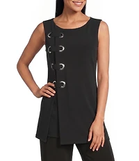 Eva Varro Knit Boat Neck Cap Sleeve Side Grommet Tunic