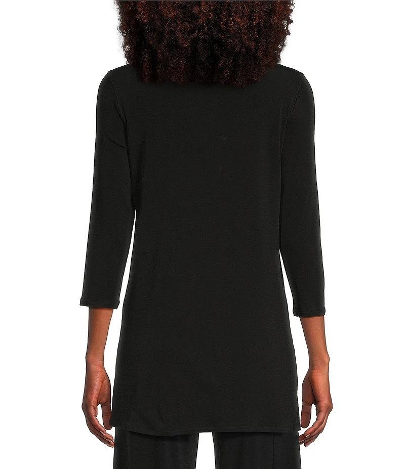 Eva Varro Knit Jersey 3/4 Sleeve Side Grommet Detail Tunic