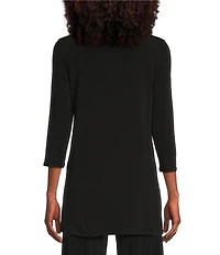 Eva Varro Knit Jersey 3/4 Sleeve Side Grommet Detail Tunic