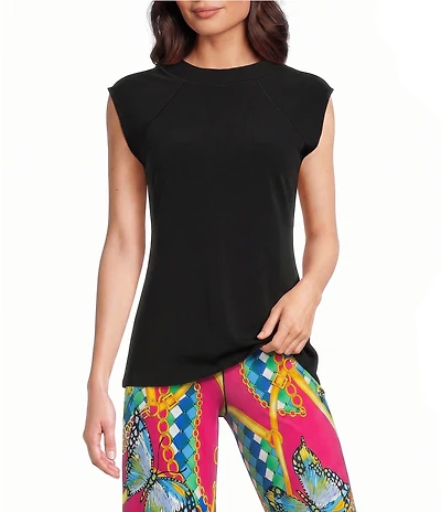 Eva Varro Knit Jersey Crew Neck Sleeveless Tie Back Neck Top