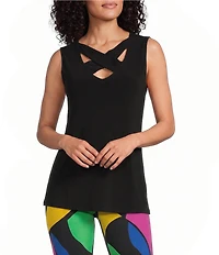 Eva Varro Knit Jersey Criss-Cross V-Neck Sleeveless Tank Top