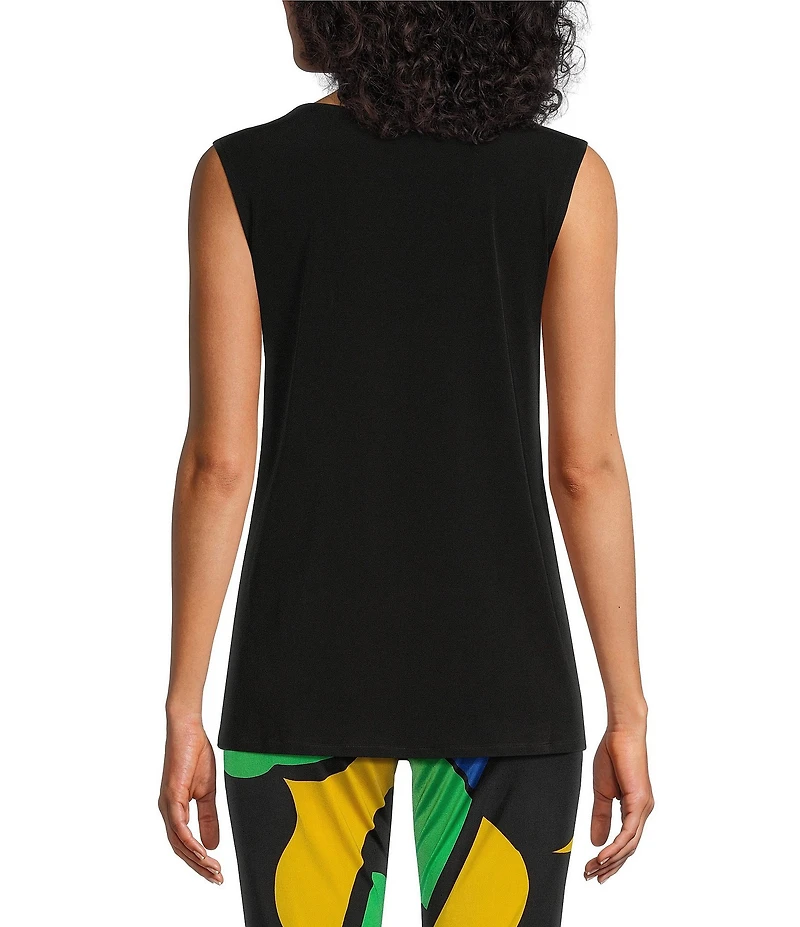 Eva Varro Knit Jersey Criss-Cross V-Neck Sleeveless Tank Top